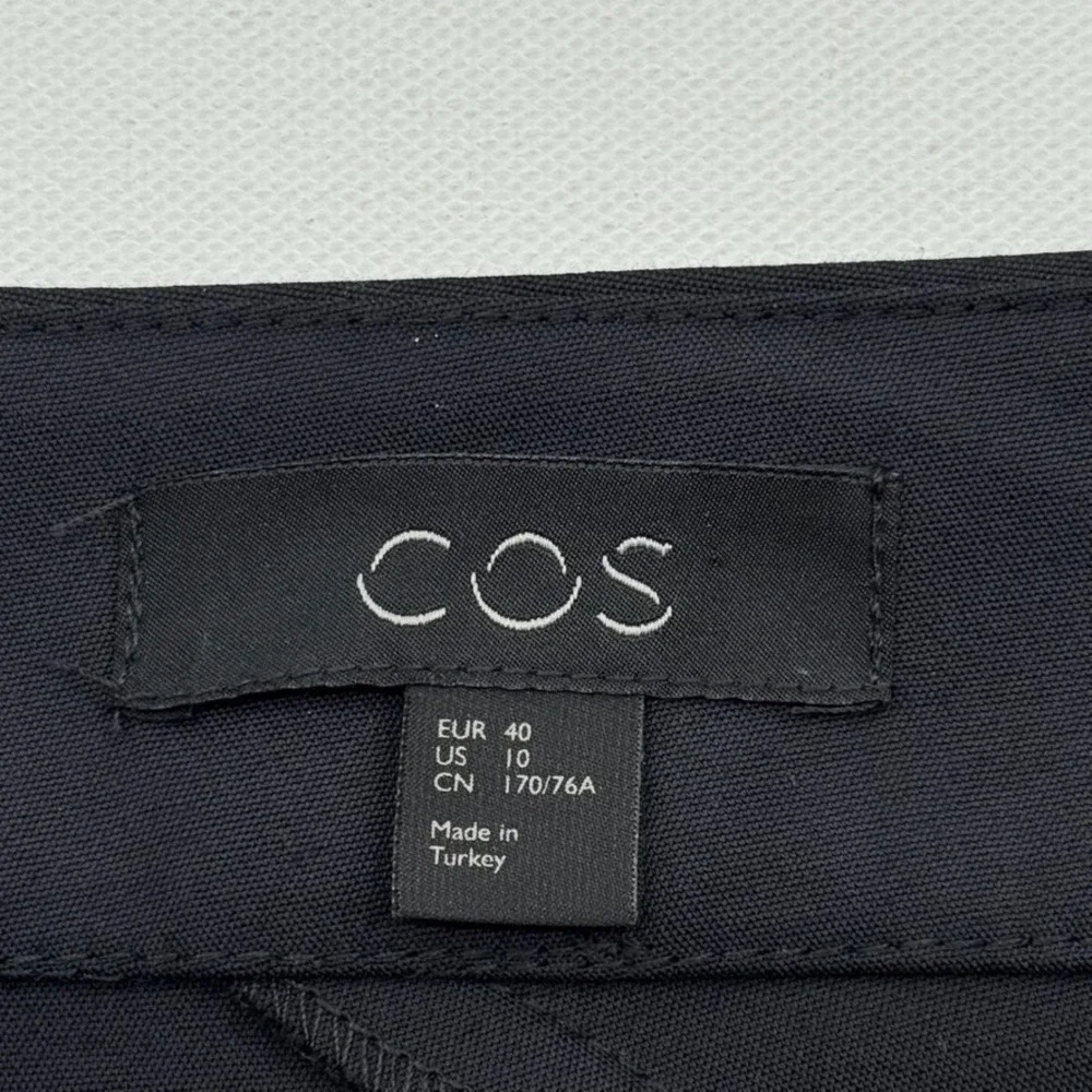 COS Pencil Skirt Navy Blue Midi Back Slit Stretch Cotton 10 Minimalist Quiet Lux